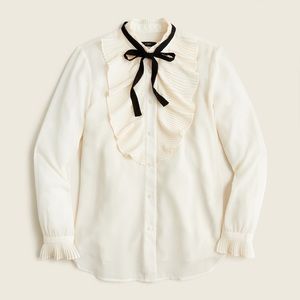 NWT Jcrew Pleated ruffle top in crinkle chiffon